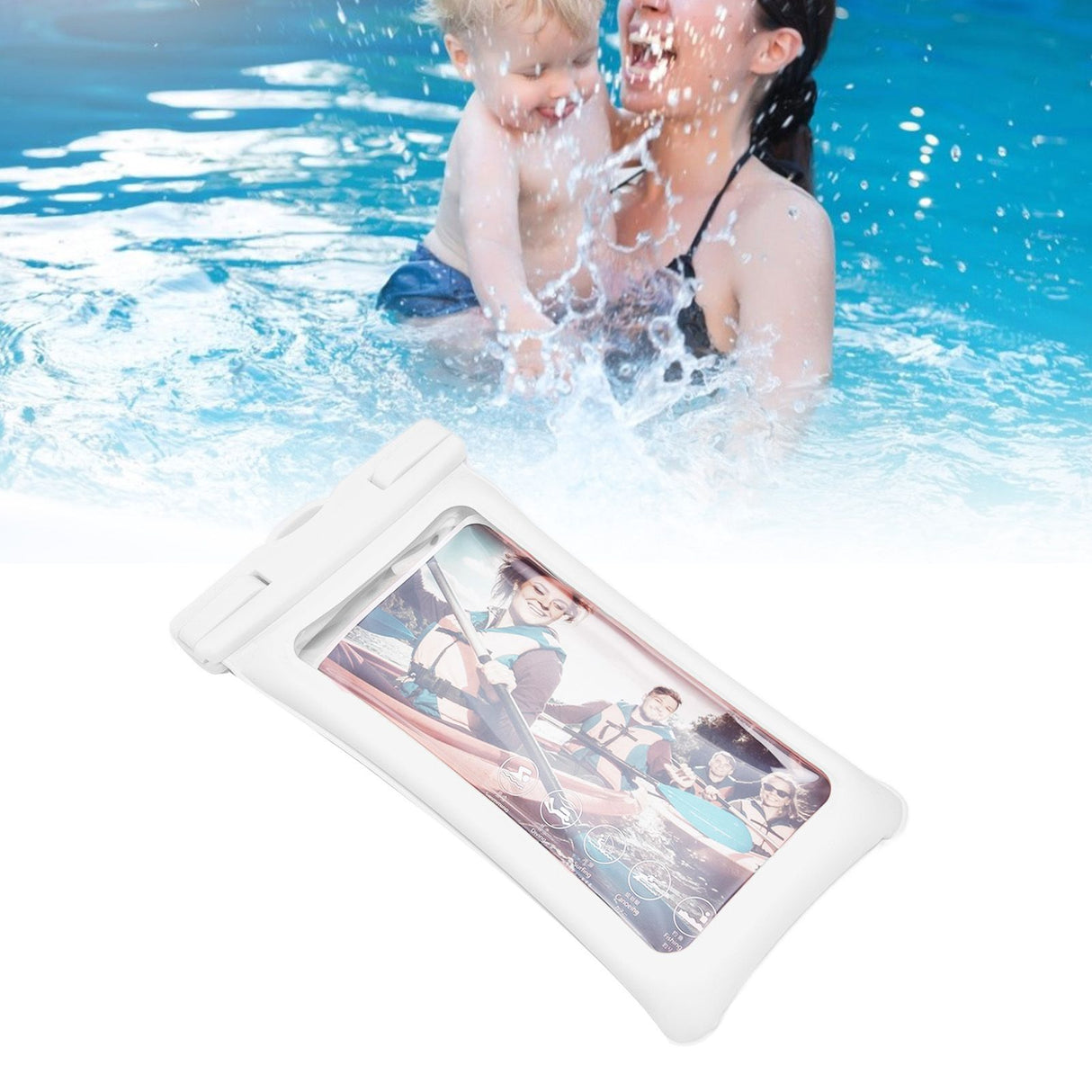 TPU Universal Floating Waterproof Phone Bag Pouch Cover with Lanyard for Below 7.2‑inch PhoneWhite