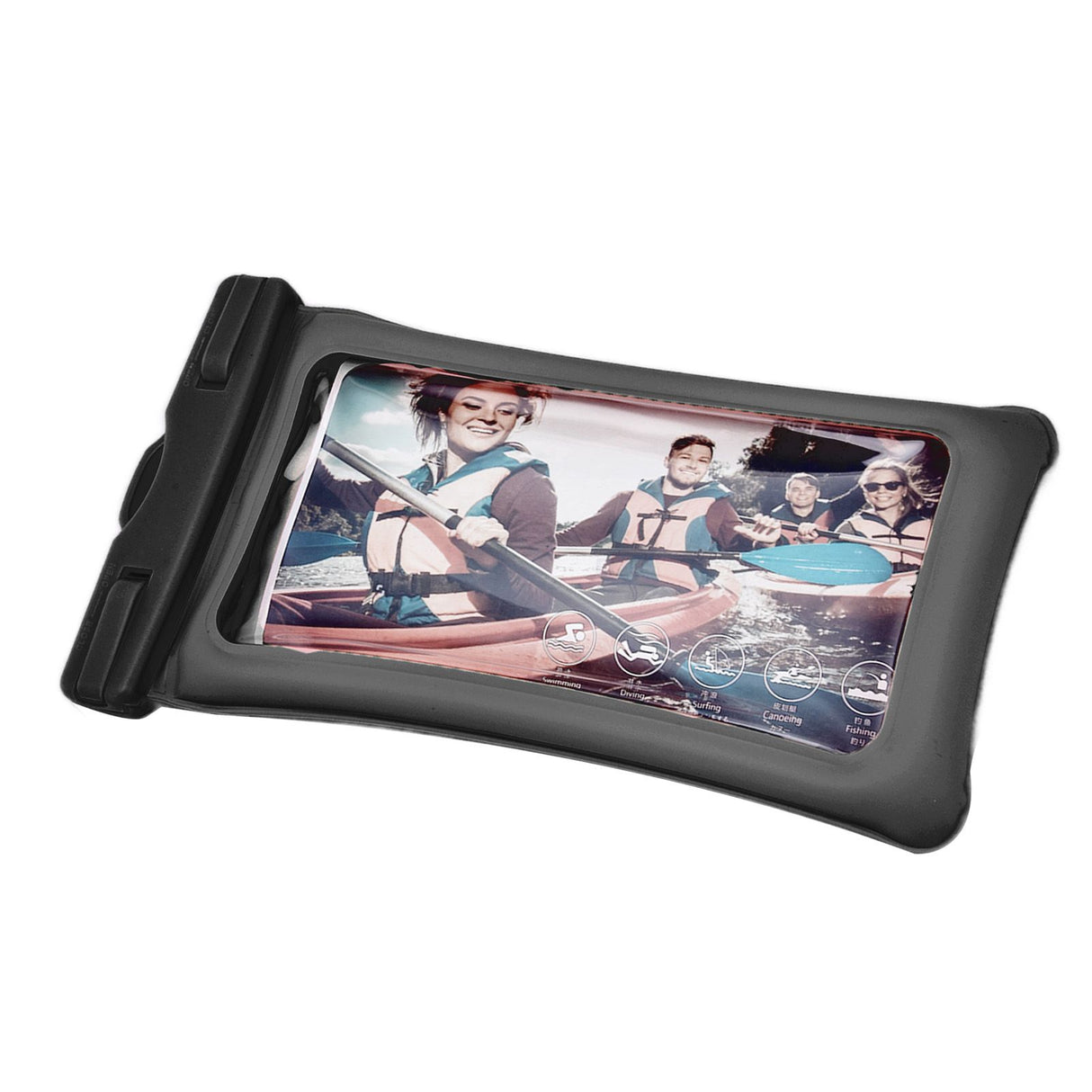 TPU Universal Floating Waterproof Phone Bag Pouch Cover with Lanyard for Below 7.2‑inch PhoneBlack