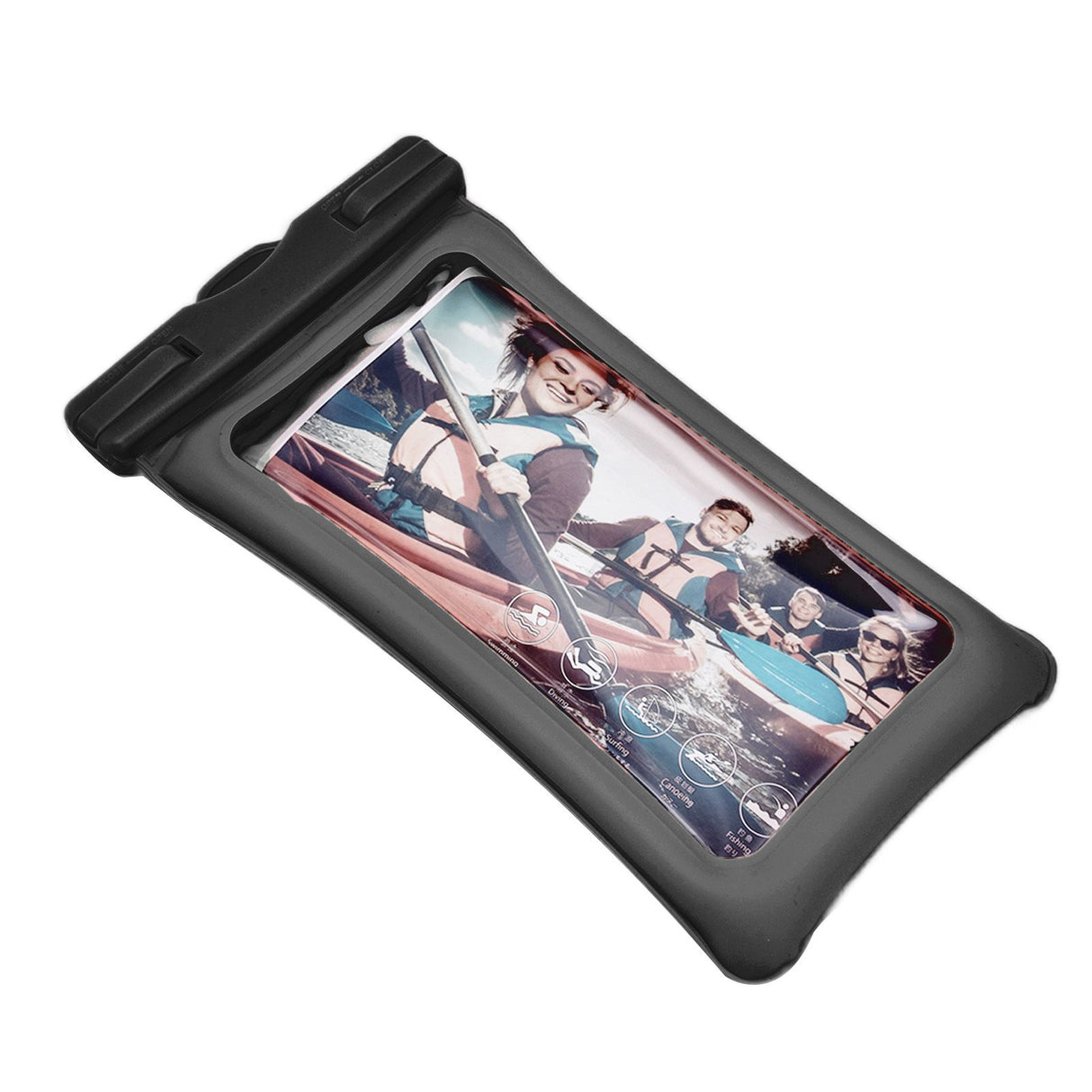 TPU Universal Floating Waterproof Phone Bag Pouch Cover with Lanyard for Below 7.2‑inch PhoneBlack