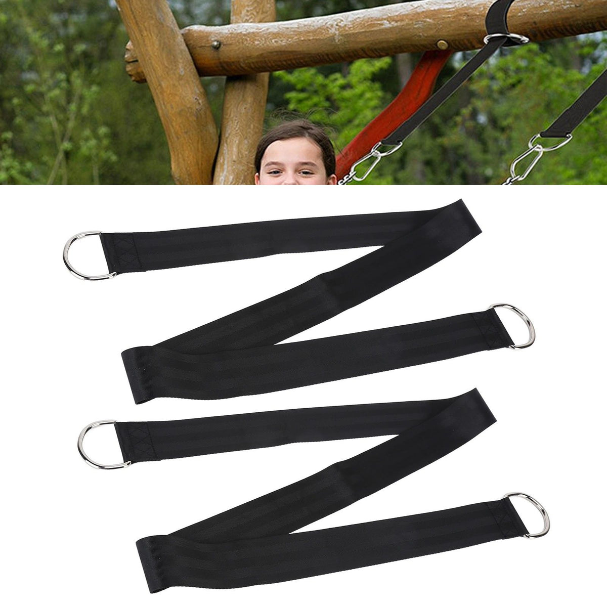 Tree Swing Strap Multifunctional Durable High Strength Polyester Hanging Swing Strap for Outdoor Camping(2 Straps2 Buckles )