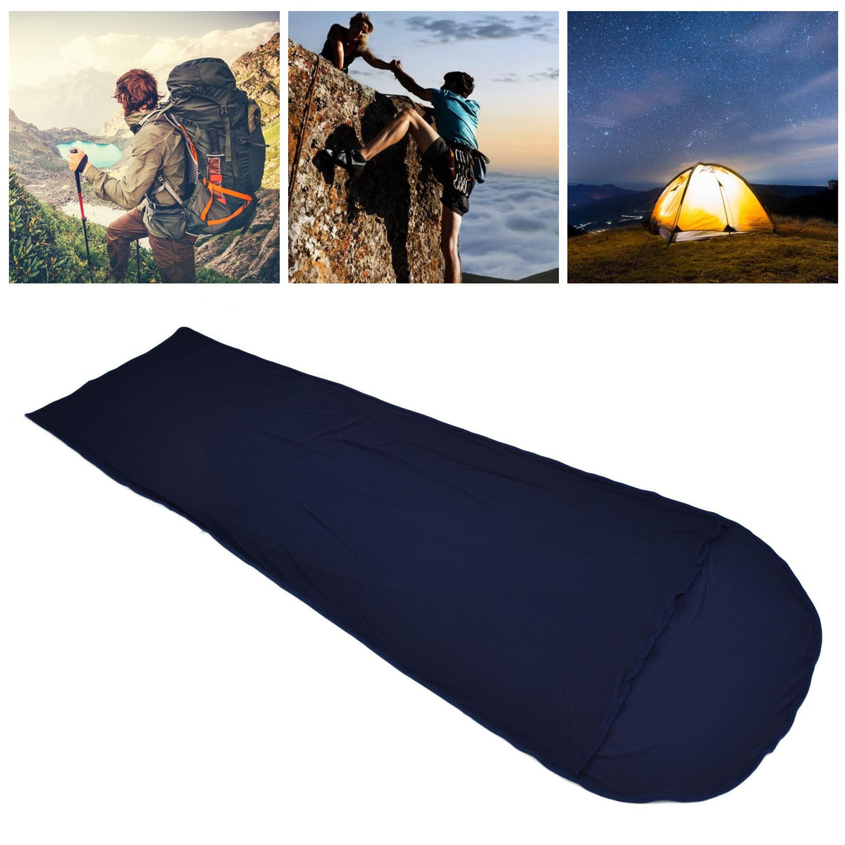 Sleeping Bag Liner Ultralight Multifunctional Elastic Sleeping Sack Liner for Outdoor CampingNavy Blue