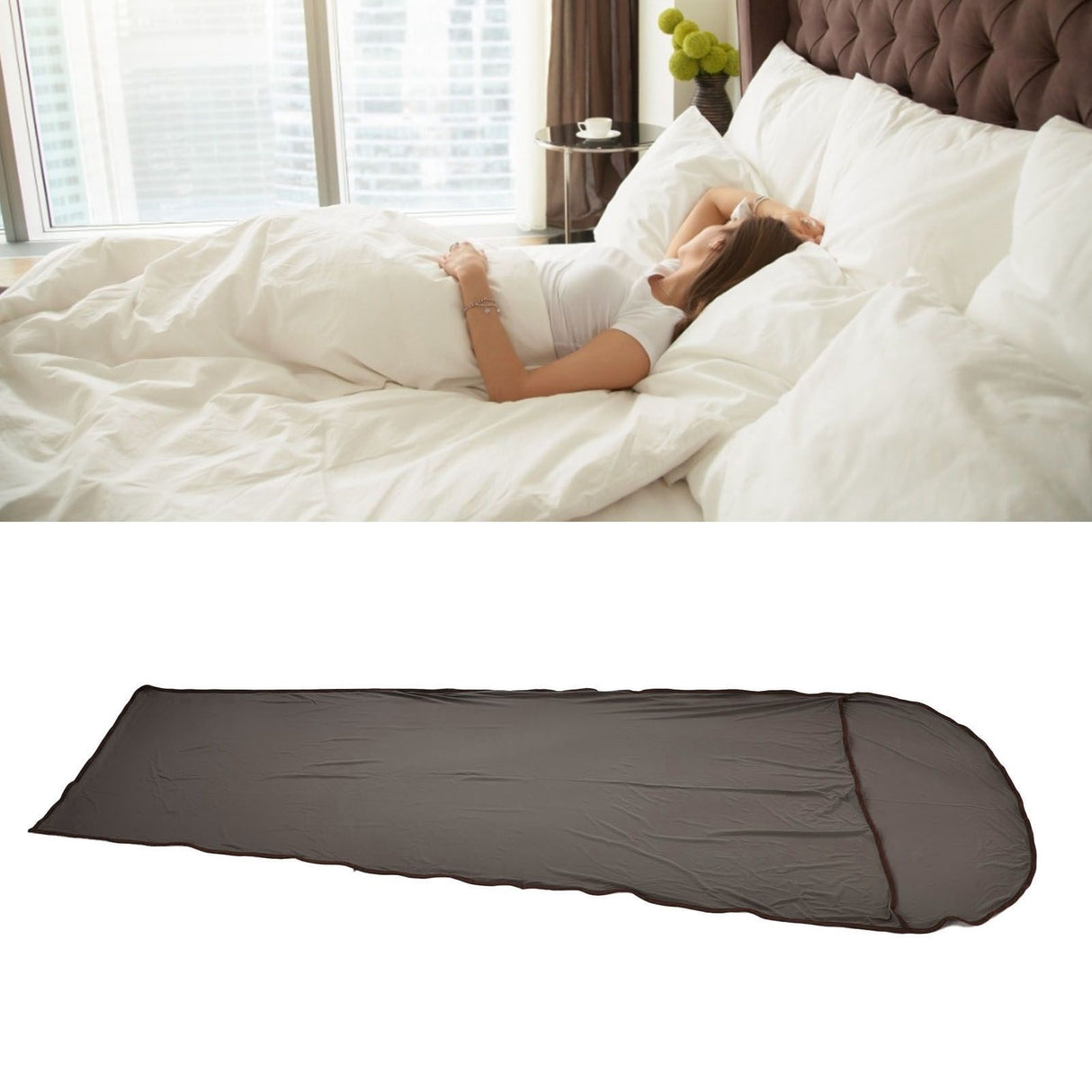 Sleeping Bag Liner Ultralight Multifunctional Elastic Sleeping Sack Liner for Outdoor CampingGrey