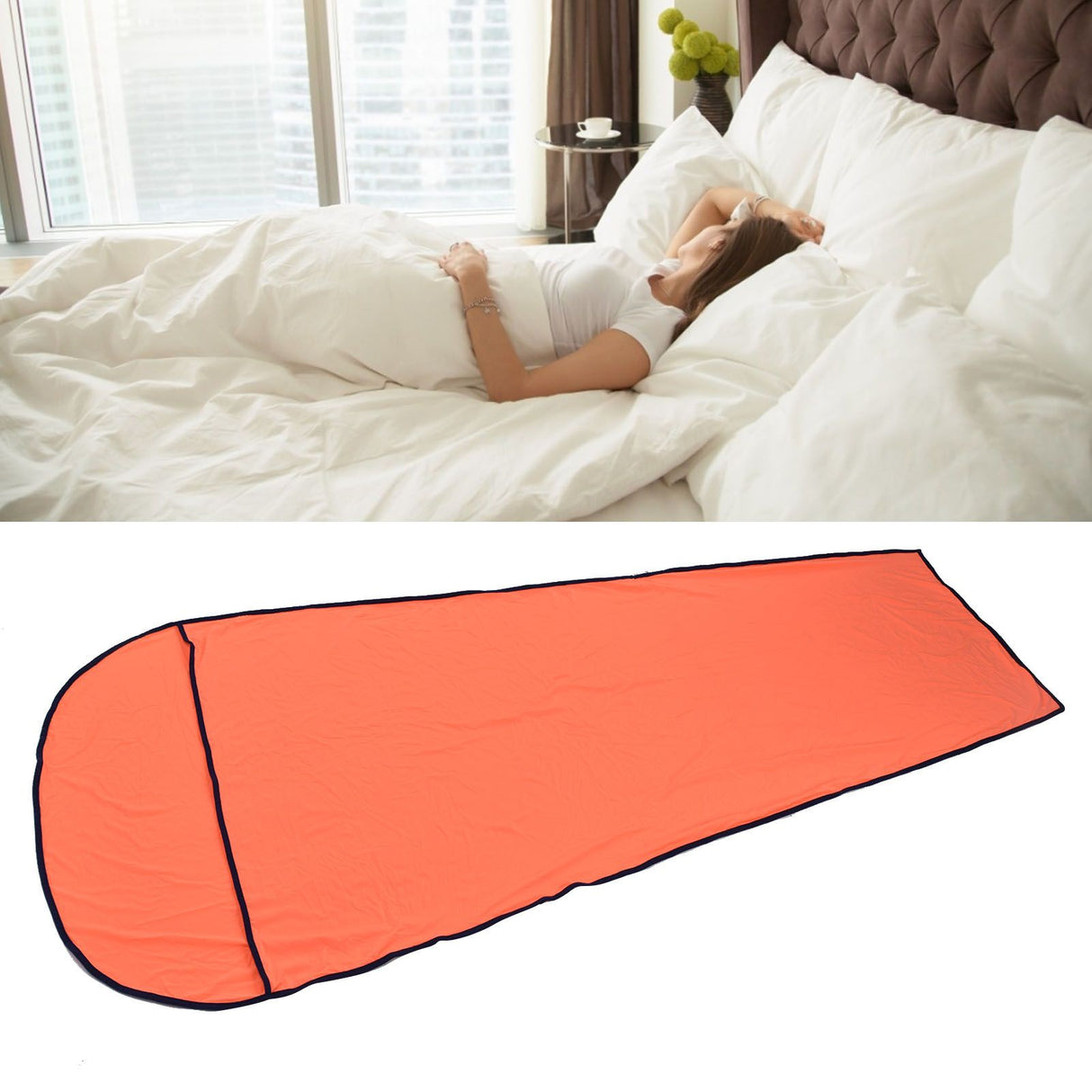 Sleeping Bag Liner Ultralight Multifunctional Elastic Sleeping Sack Liner for Outdoor CampingOrange