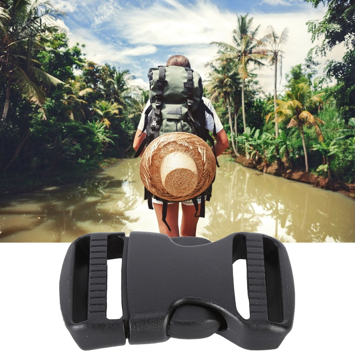 5Pcs Quick Release Buckle Plastic Dual Adjustable Strap Buckles Replacement DIY Craft for Backpack BlackFor 25mm Width Strap