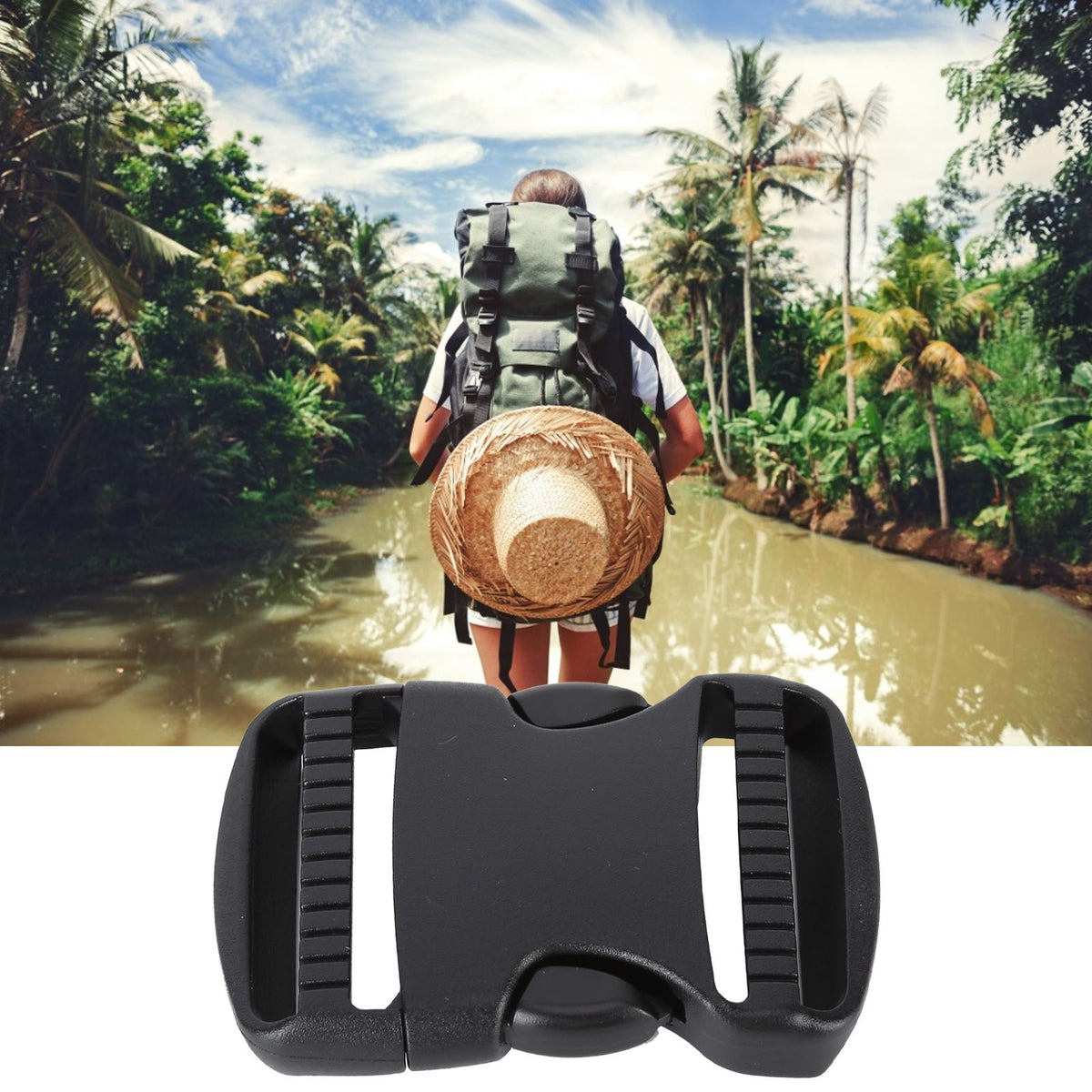 5Pcs Quick Release Buckle Plastic Dual Adjustable Strap Buckles Replacement DIY Craft for Backpack BlackFor 50mm Width Strap