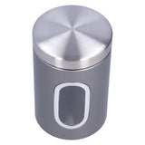 3Pcs Storage Jar Stainless Steel Food Tea Nut Container with Window Durable and Large Capacity for KitchenGrey - Close-Up Angle
