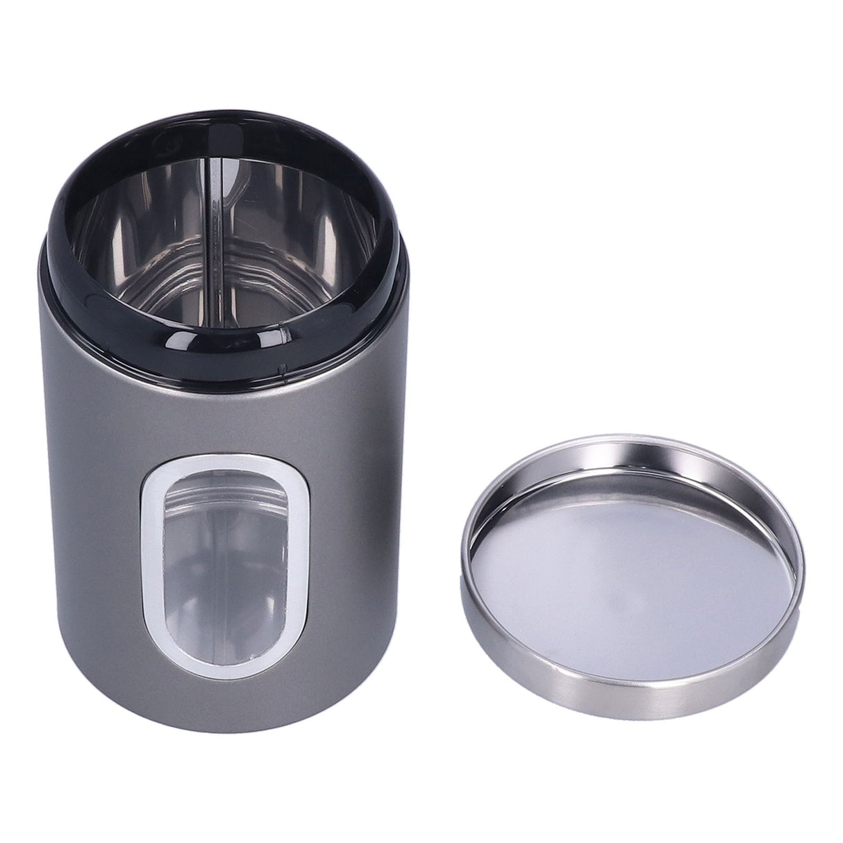 3Pcs Storage Jar Stainless Steel Food Tea Nut Container with Window Durable and Large Capacity for KitchenGrey