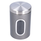 3Pcs Storage Jar Stainless Steel Food Tea Nut Container with Window Durable and Large Capacity for KitchenGrey