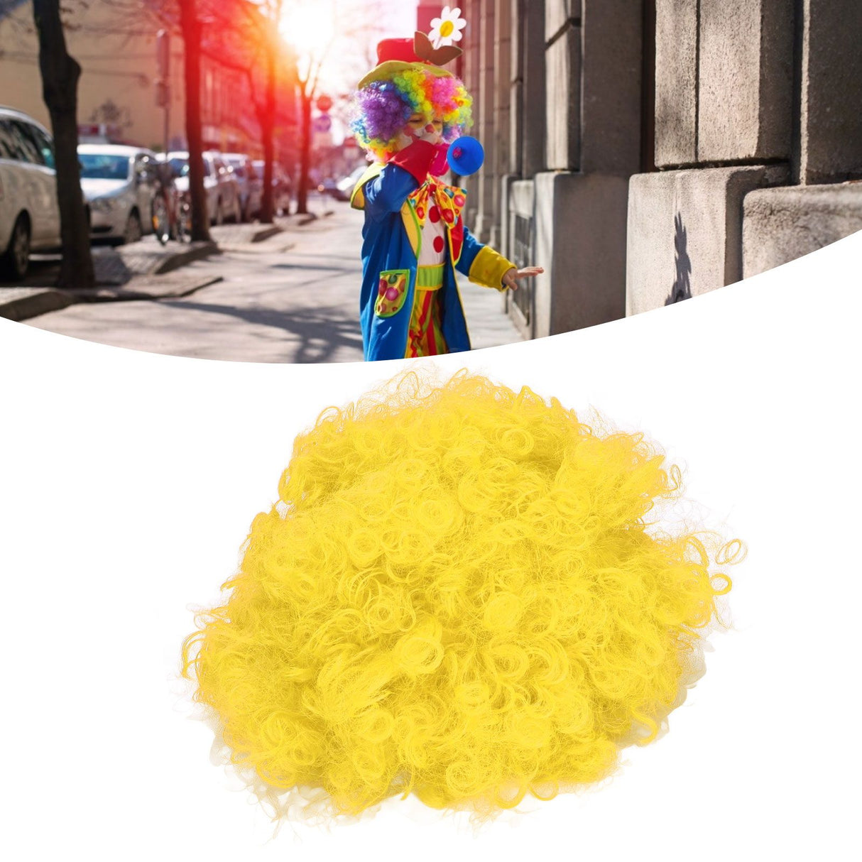 Adult Innovative Color Party Wig Halloween Interesting Headgear for Circus Troup FootballYellow