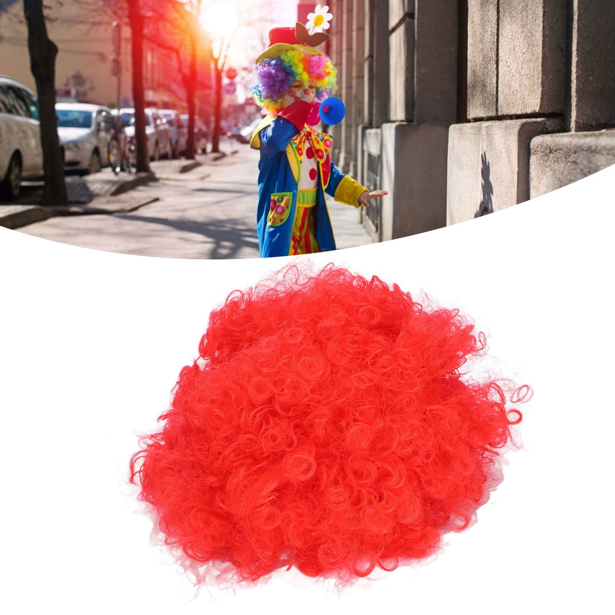 Adult Innovative Color Party Wig Halloween Interesting Headgear for Circus Troup FootballRed