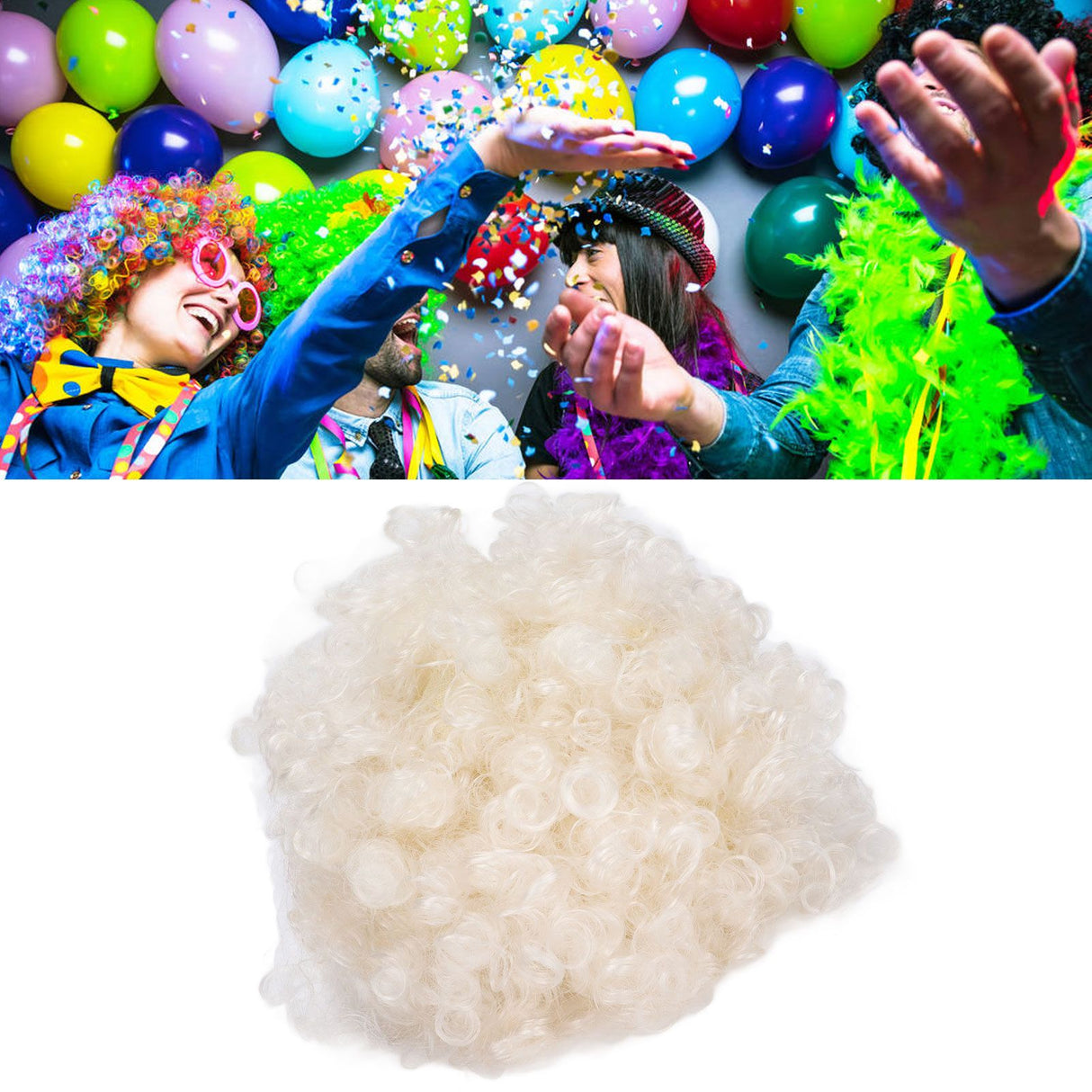 Adult Innovative Color Party Wig Halloween Interesting Headgear for Circus Troup FootballWhite