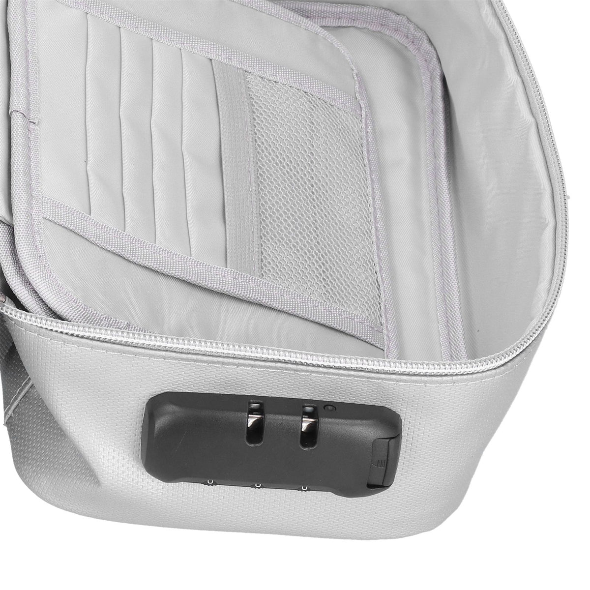 Certificate Storage Bag with Lock Waterproof Fireproof Document Bag File Organizer Bag Passport Money Storage CaseSilver
