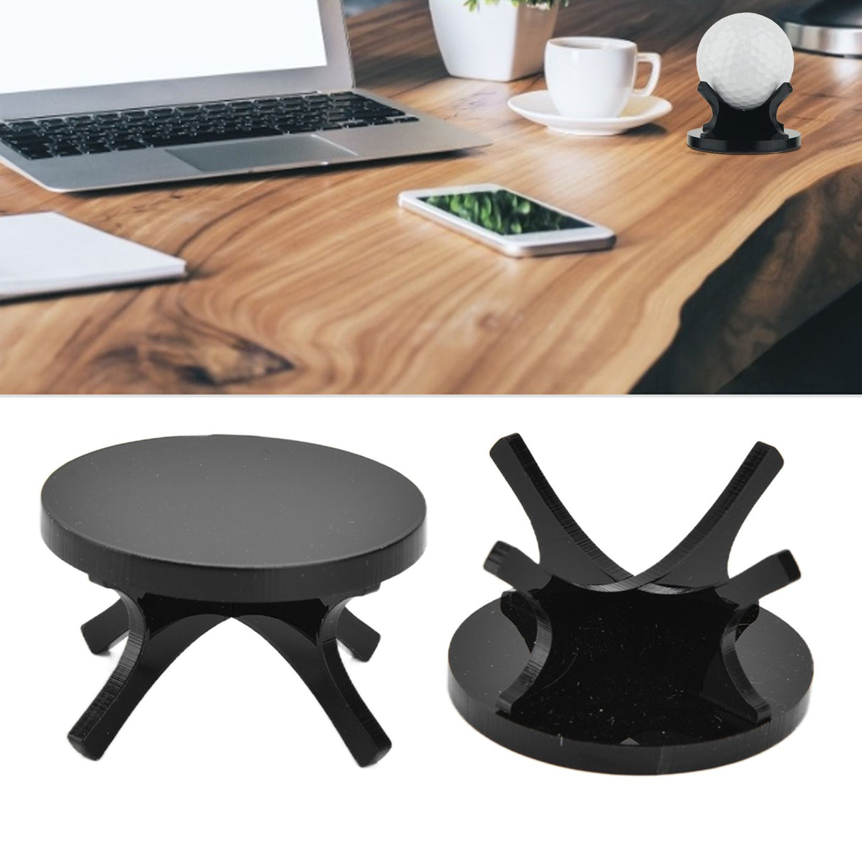 2Pcs Golf Ball Rack High Stability Strong Firmness Simple Baseball Display StandBlack 2 Pieces
