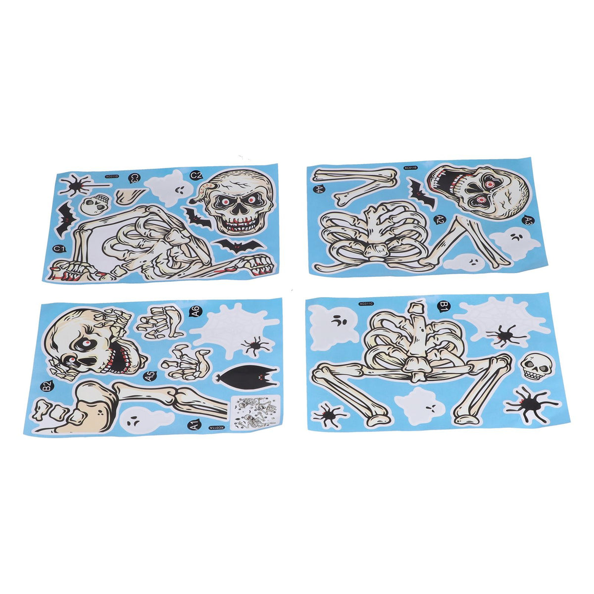 4Pcs Halloween Skull Pattern Wall Sticker Decorative Wall Decal for Living Room Bedroom