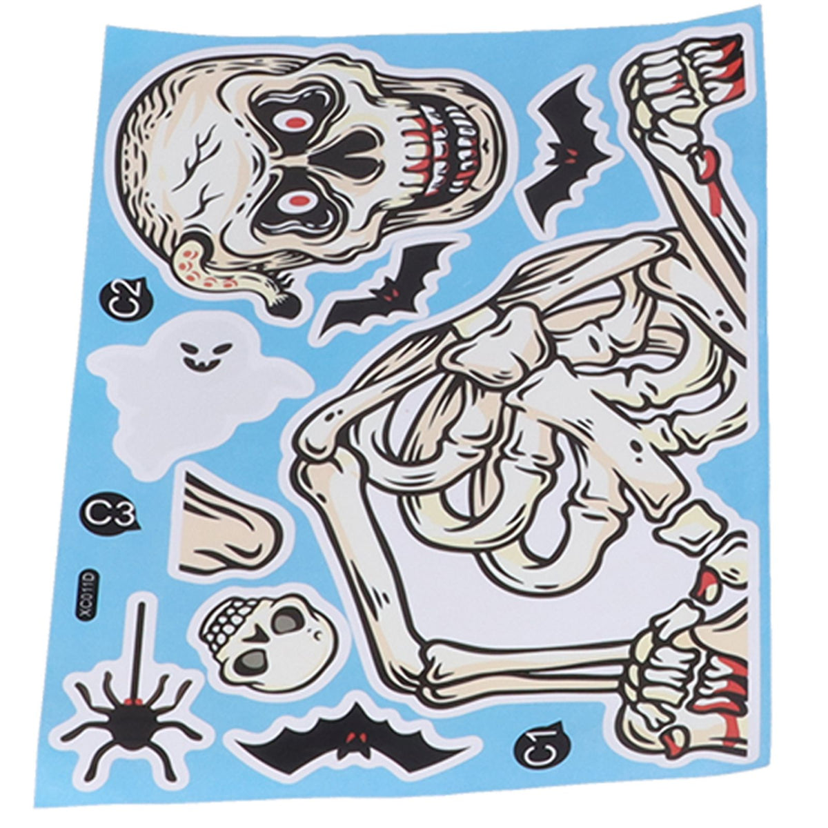4Pcs Halloween Skull Pattern Wall Sticker Decorative Wall Decal for Living Room Bedroom