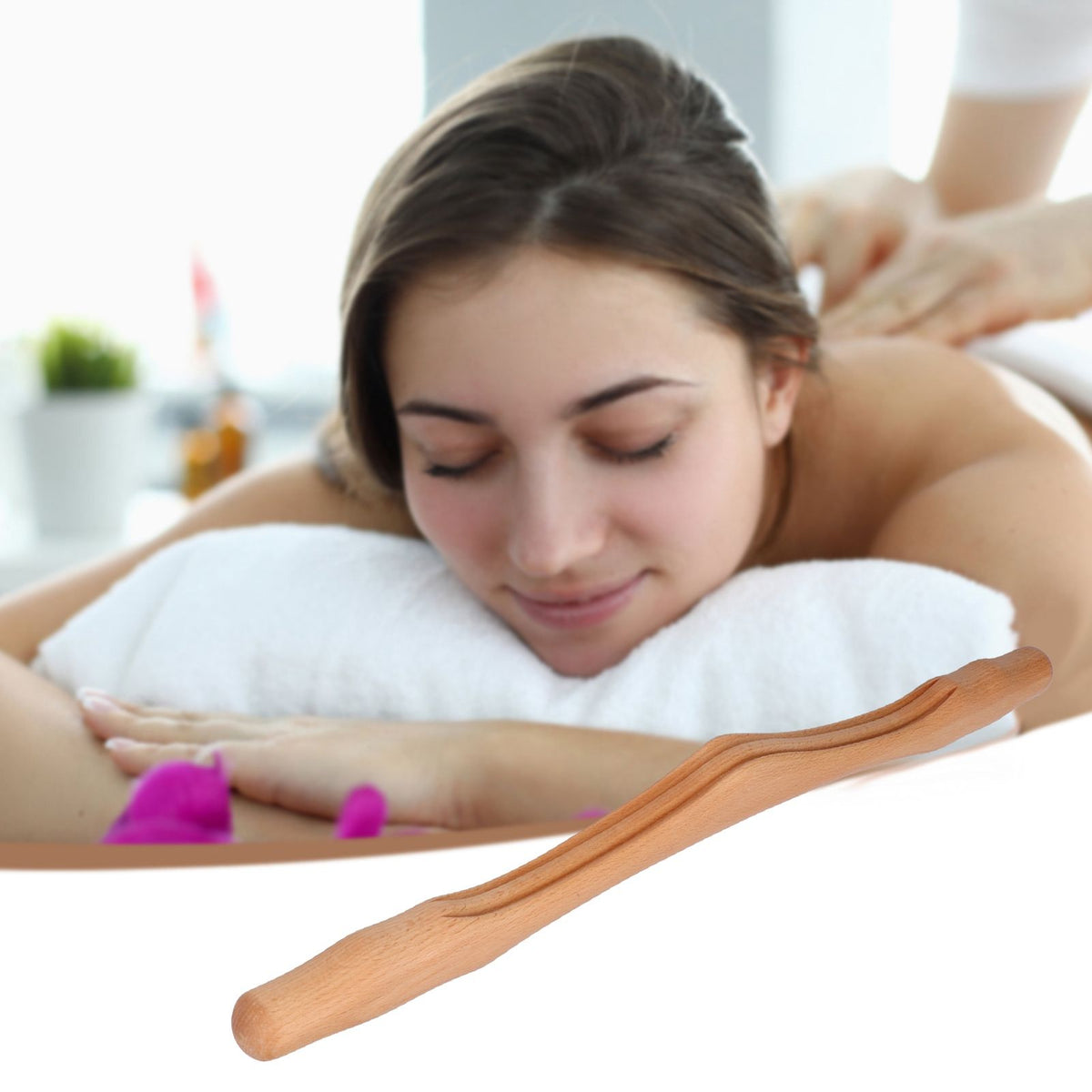 Wooden Scraping Stick Portable 2 Bevel Comfortable Non Slip Handle Gua Sha Massage Tool