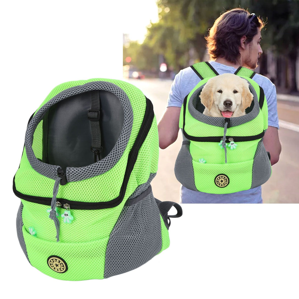 Pet Knapsack Ventilation Comfort Spacious Environmental Protection Nice Appearance Dog BackpackS Green