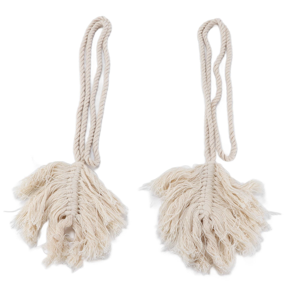 2Pcs Cotton Rope Curtain Tiebacks Leaf Shaped Tassel Curtain Clips Rope Straps for Curtain