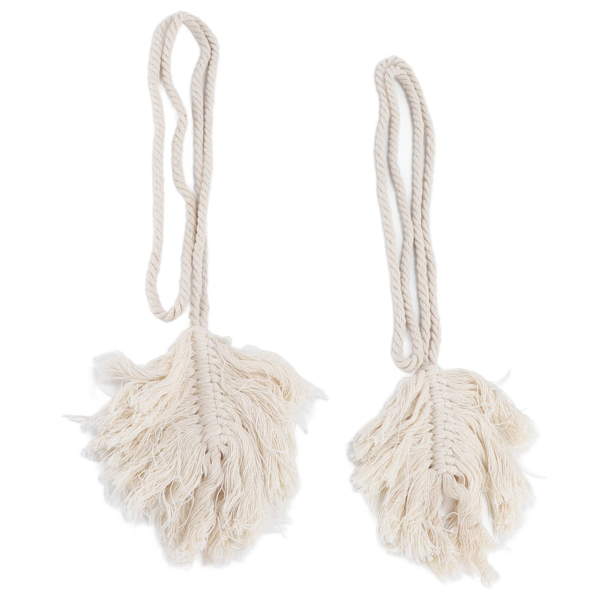 2Pcs Cotton Rope Curtain Tiebacks Leaf Shaped Tassel Curtain Clips Rope Straps for Curtain
