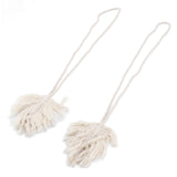 2Pcs Cotton Rope Curtain Tiebacks Leaf Shaped Tassel Curtain Clips Rope Straps for Curtain - Close-Up Angle