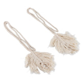 2Pcs Cotton Rope Curtain Tiebacks Leaf Shaped Tassel Curtain Clips Rope Straps for Curtain