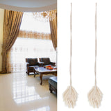 2Pcs Cotton Rope Curtain Tiebacks Leaf Shaped Tassel Curtain Clips Rope Straps for Curtain - Extra Image