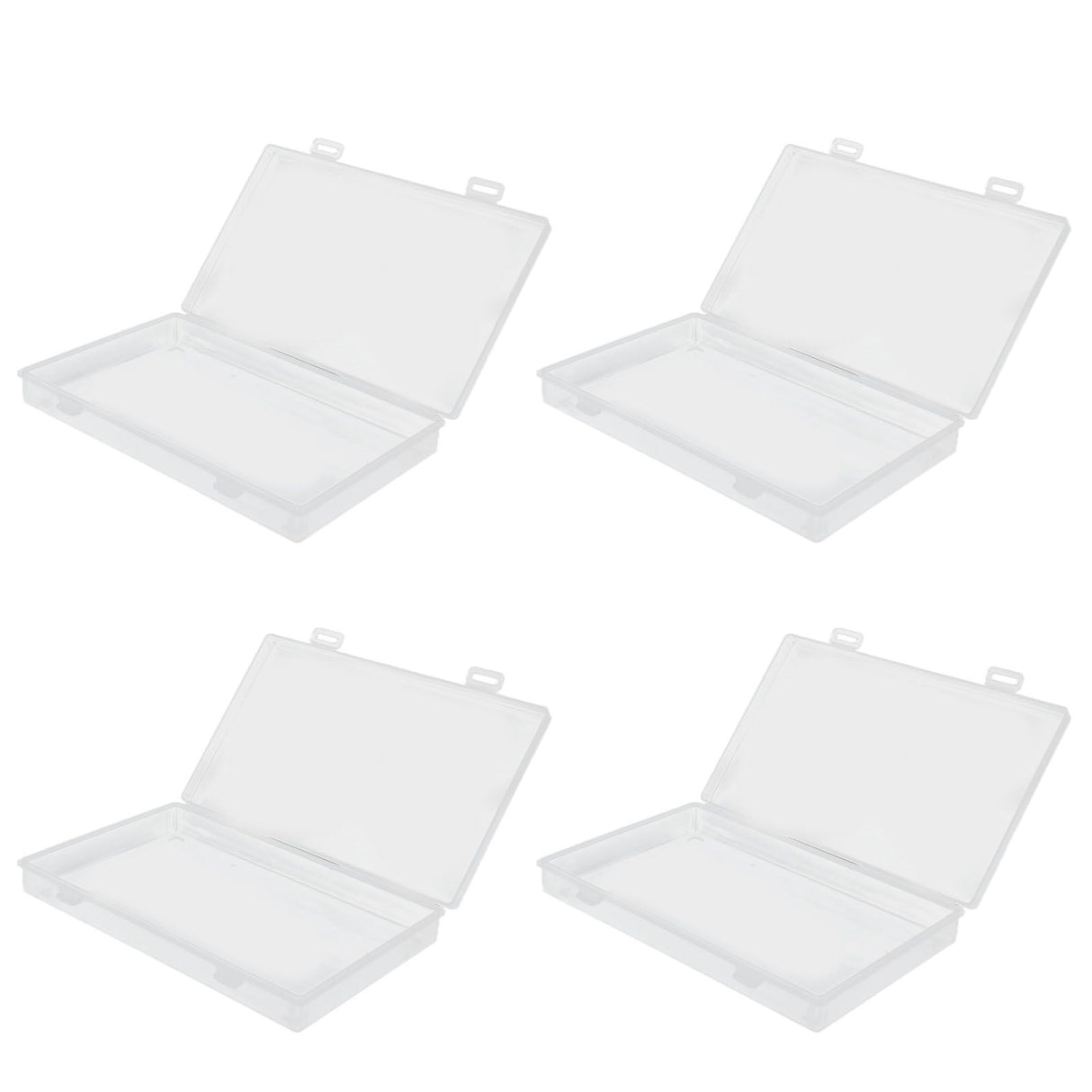 4Pcs Transparent Plastic Box with Hinged Cover Multipurpose Storage Container for Small Things