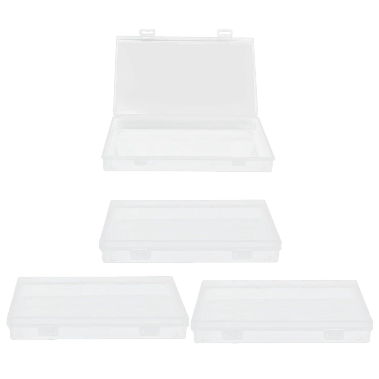 4Pcs Transparent Plastic Box with Hinged Cover Multipurpose Storage Container for Small Things