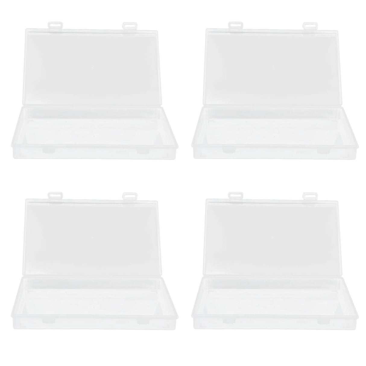 4Pcs Transparent Plastic Box with Hinged Cover Multipurpose Storage Container for Small Things