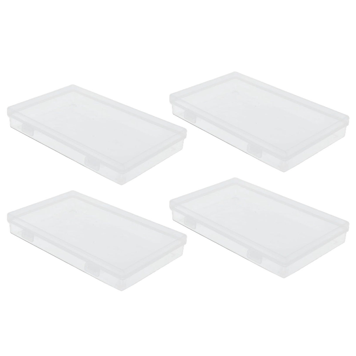 4Pcs Transparent Plastic Box with Hinged Cover Multipurpose Storage Container for Small Things