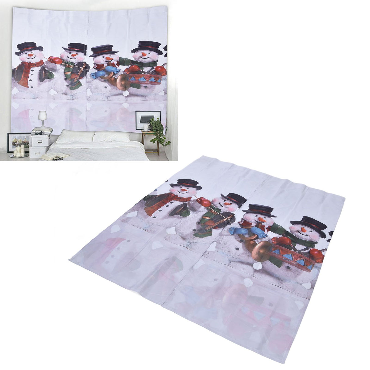 Digital Printing Blackout Curtain Snowman Pattern Blind Shade Window Drapes for Bedroom Living Room150x166cm Christmas Style 2