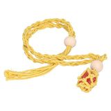 3pcs Net Bag Necklace Empty Stone Holder Rope Replacement Adjustable Necklace Cord for Crystals Quartz Stone HolderYellow - Top-Down View