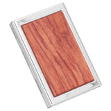 Wood Card Case Safe Bank Credit Card Box Portable Business ID Card Case Holder for Men WomenRosewood - Front View