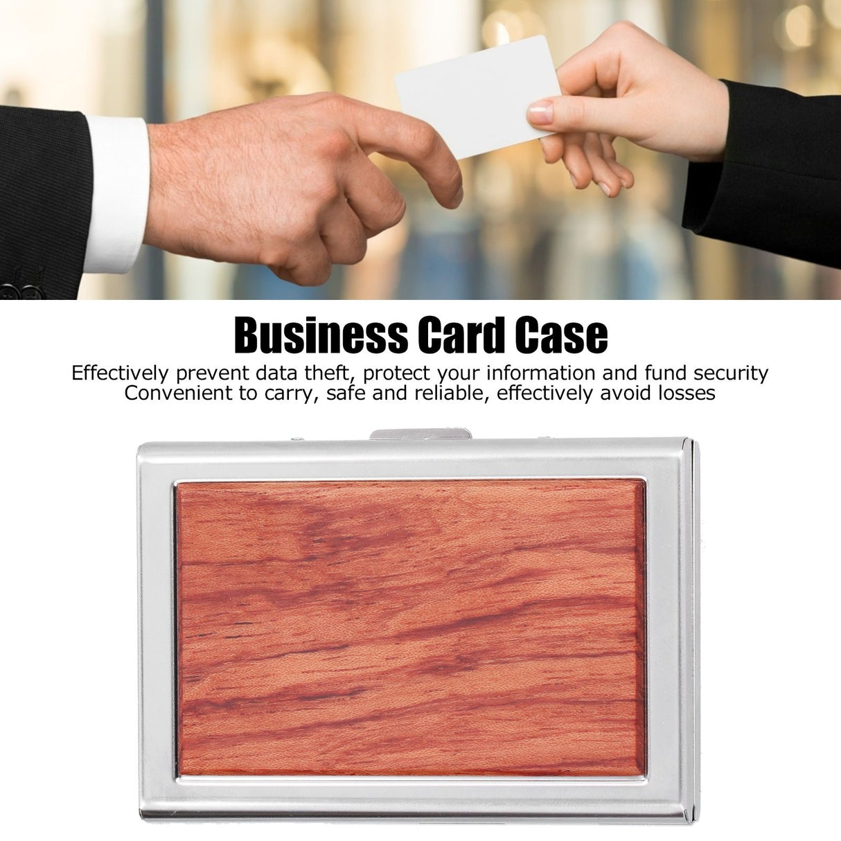 Wood Card Case Safe Bank Credit Card Box Portable Business ID Card Case Holder for Men WomenRosewood