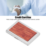 Wood Card Case Safe Bank Credit Card Box Portable Business ID Card Case Holder for Men WomenRosewood - Extra Image