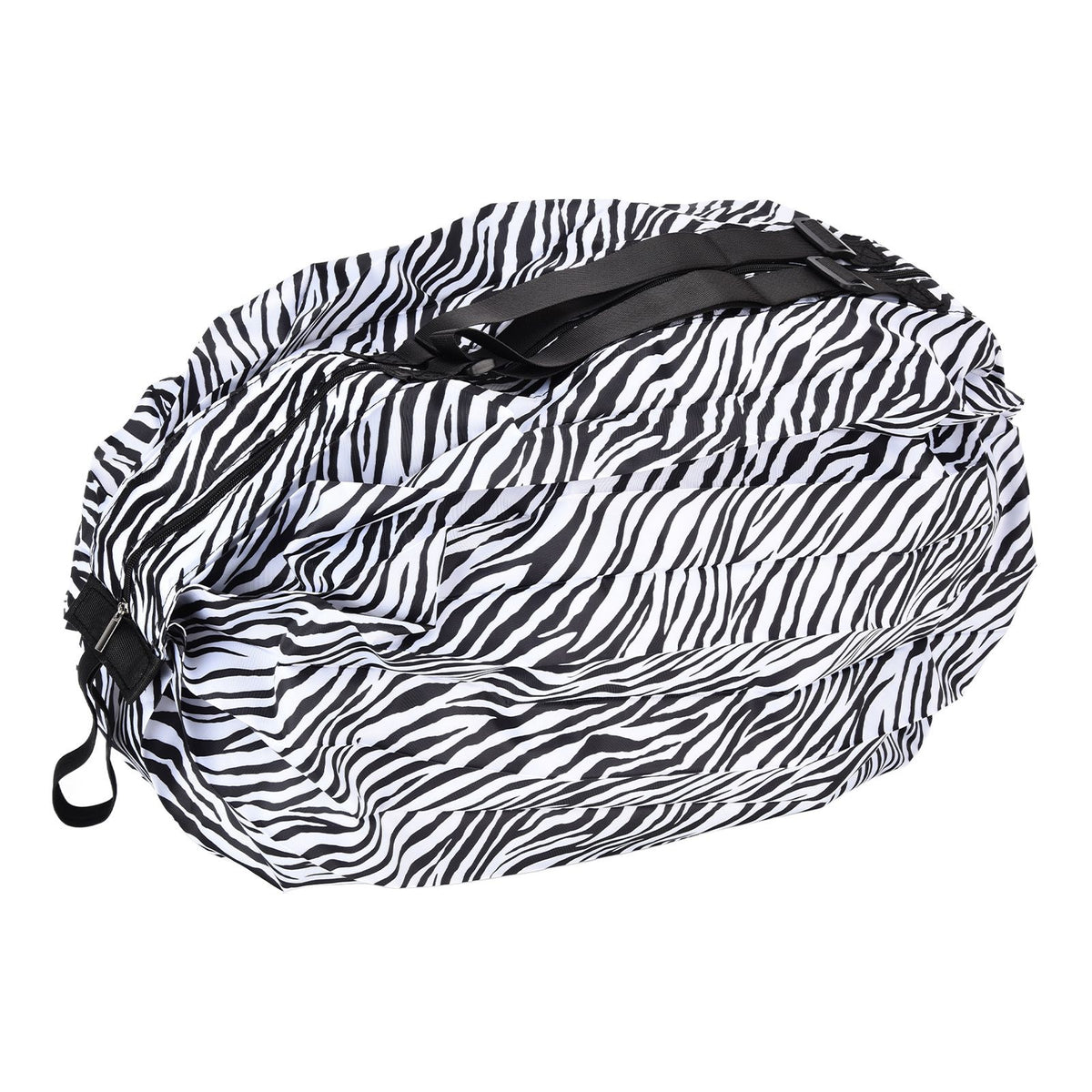 Stylish Reusable Shopping Bag Oxford Cloth Portable Foldable High Capacity Shoulder Bag Waterproof ToteZebra Stripe
