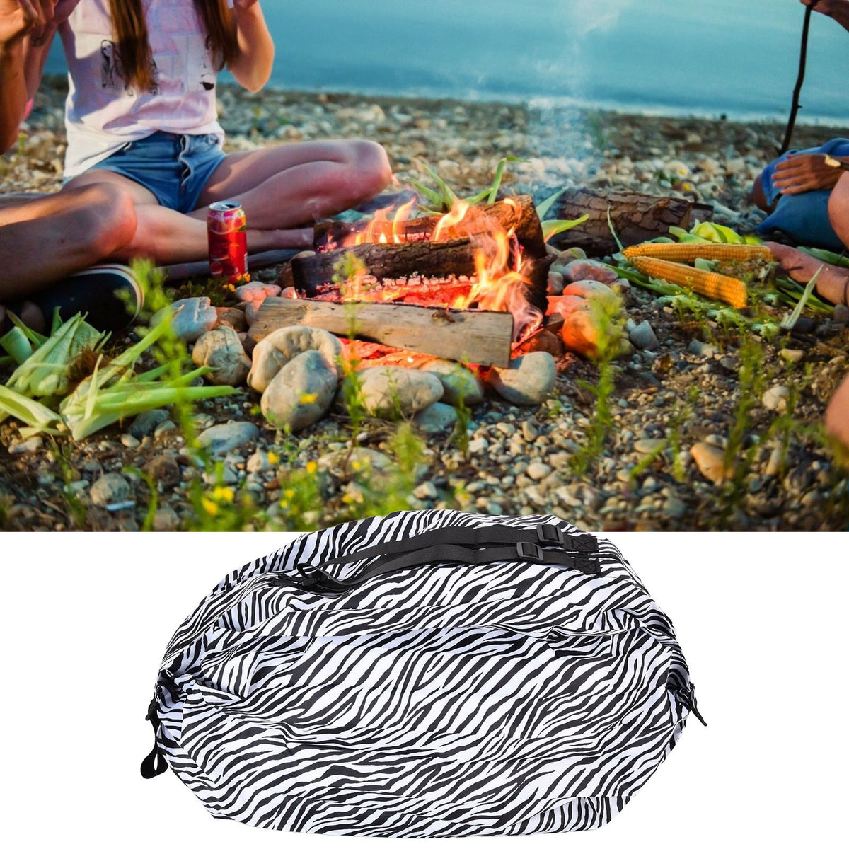 Stylish Reusable Shopping Bag Oxford Cloth Portable Foldable High Capacity Shoulder Bag Waterproof ToteZebra Stripe