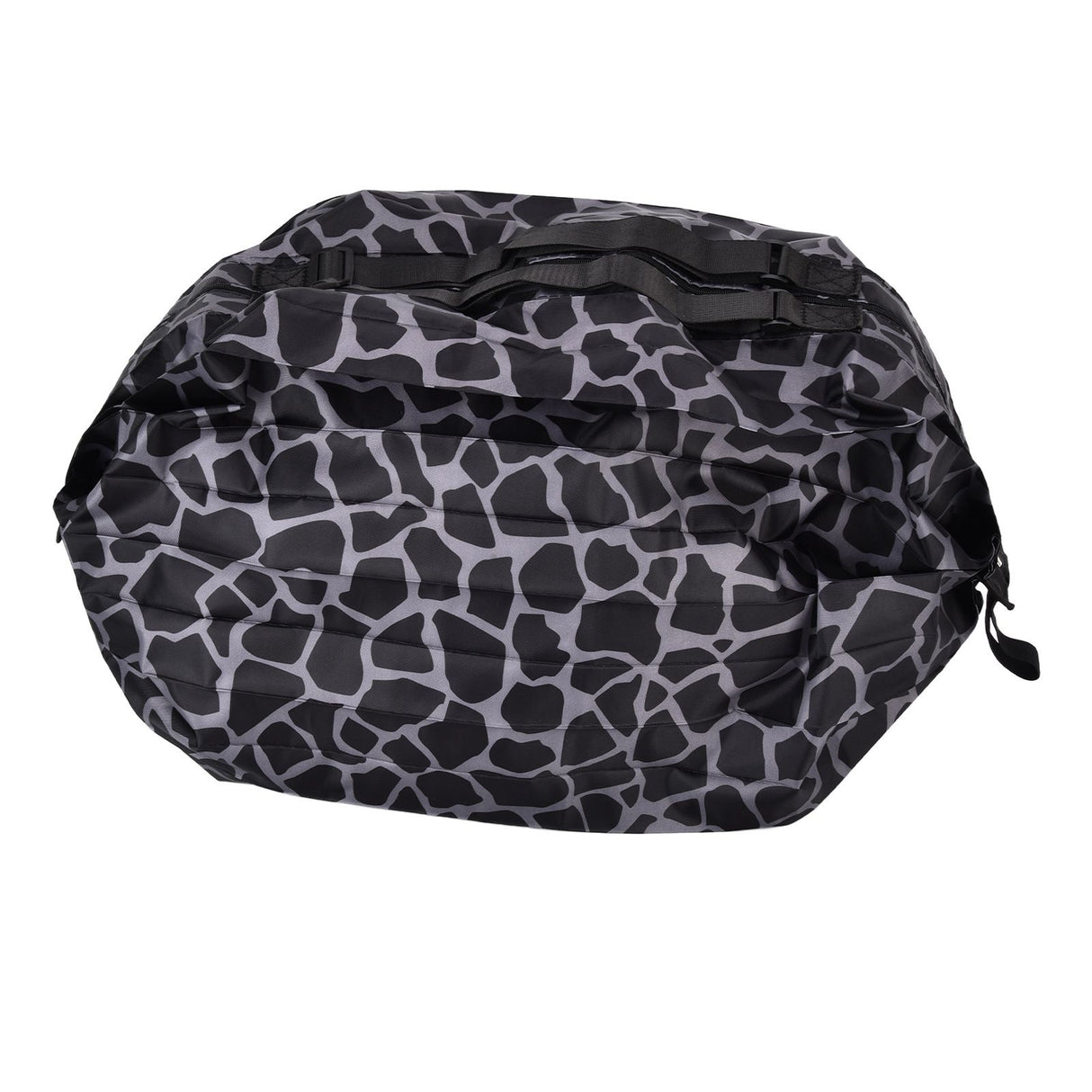 Stylish Reusable Shopping Bag Oxford Cloth Portable Foldable High Capacity Shoulder Bag Waterproof ToteBlack Leopard Print