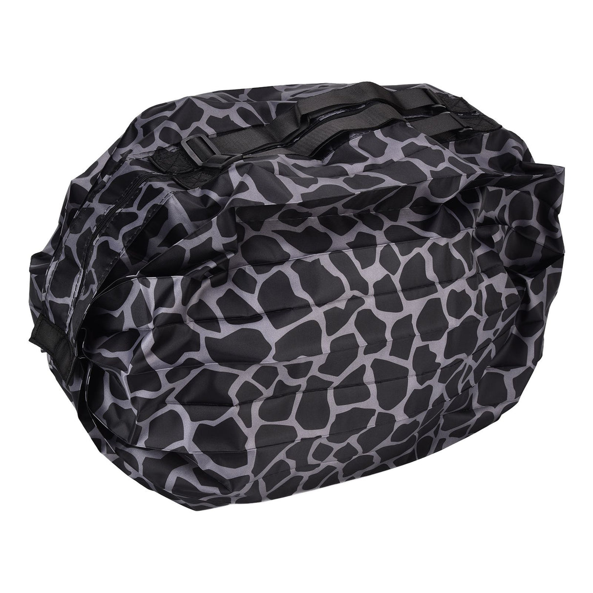 Stylish Reusable Shopping Bag Oxford Cloth Portable Foldable High Capacity Shoulder Bag Waterproof ToteBlack Leopard Print