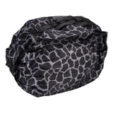 Stylish Reusable Shopping Bag Oxford Cloth Portable Foldable High Capacity Shoulder Bag Waterproof ToteBlack Leopard Print