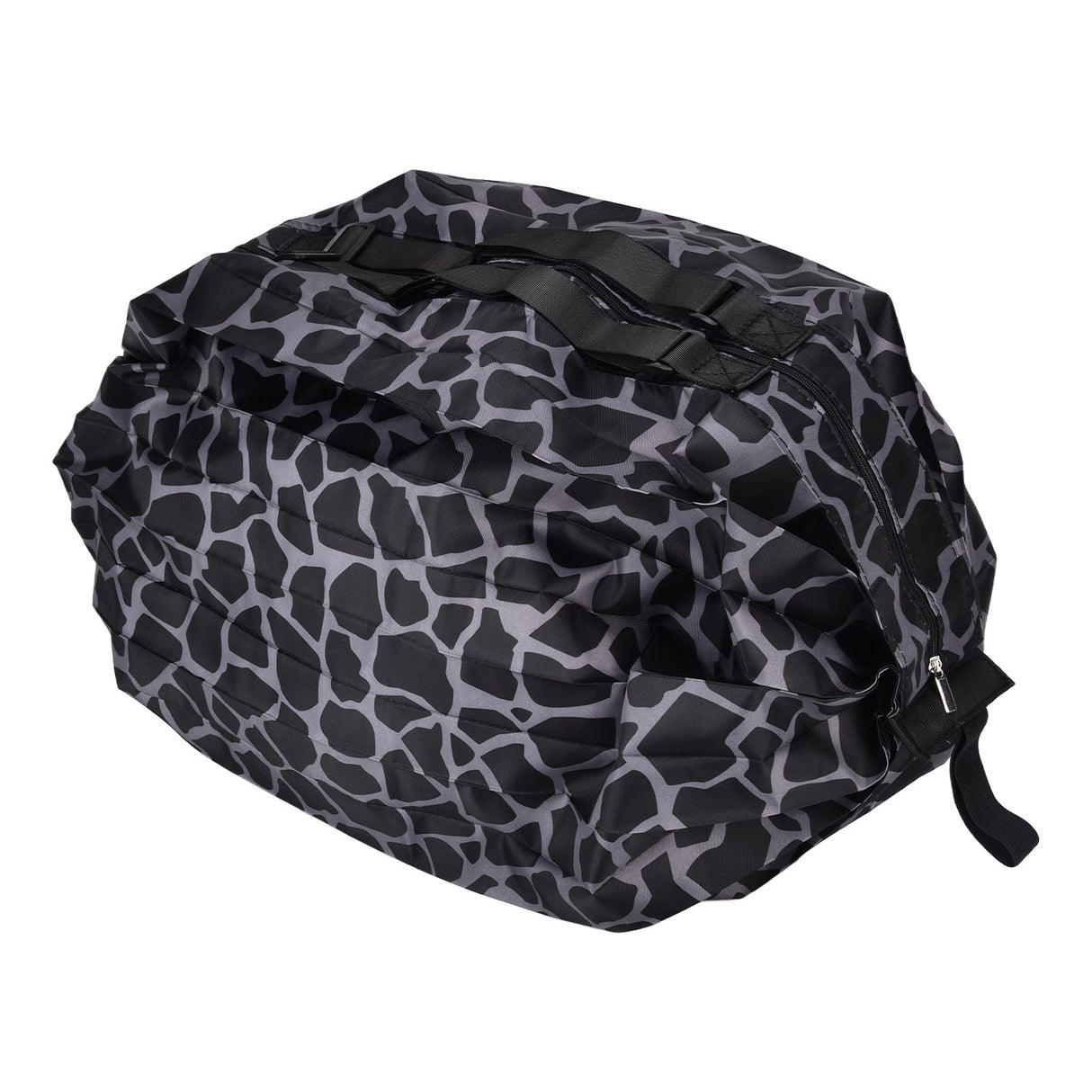 Stylish Reusable Shopping Bag Oxford Cloth Portable Foldable High Capacity Shoulder Bag Waterproof ToteBlack Leopard Print