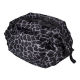 Stylish Reusable Shopping Bag Oxford Cloth Portable Foldable High Capacity Shoulder Bag Waterproof ToteBlack Leopard Print - Side View
