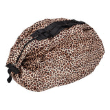 Stylish Reusable Shopping Bag Oxford Cloth Portable Foldable High Capacity Shoulder Bag Waterproof ToteLeopard Print - Top-Down View