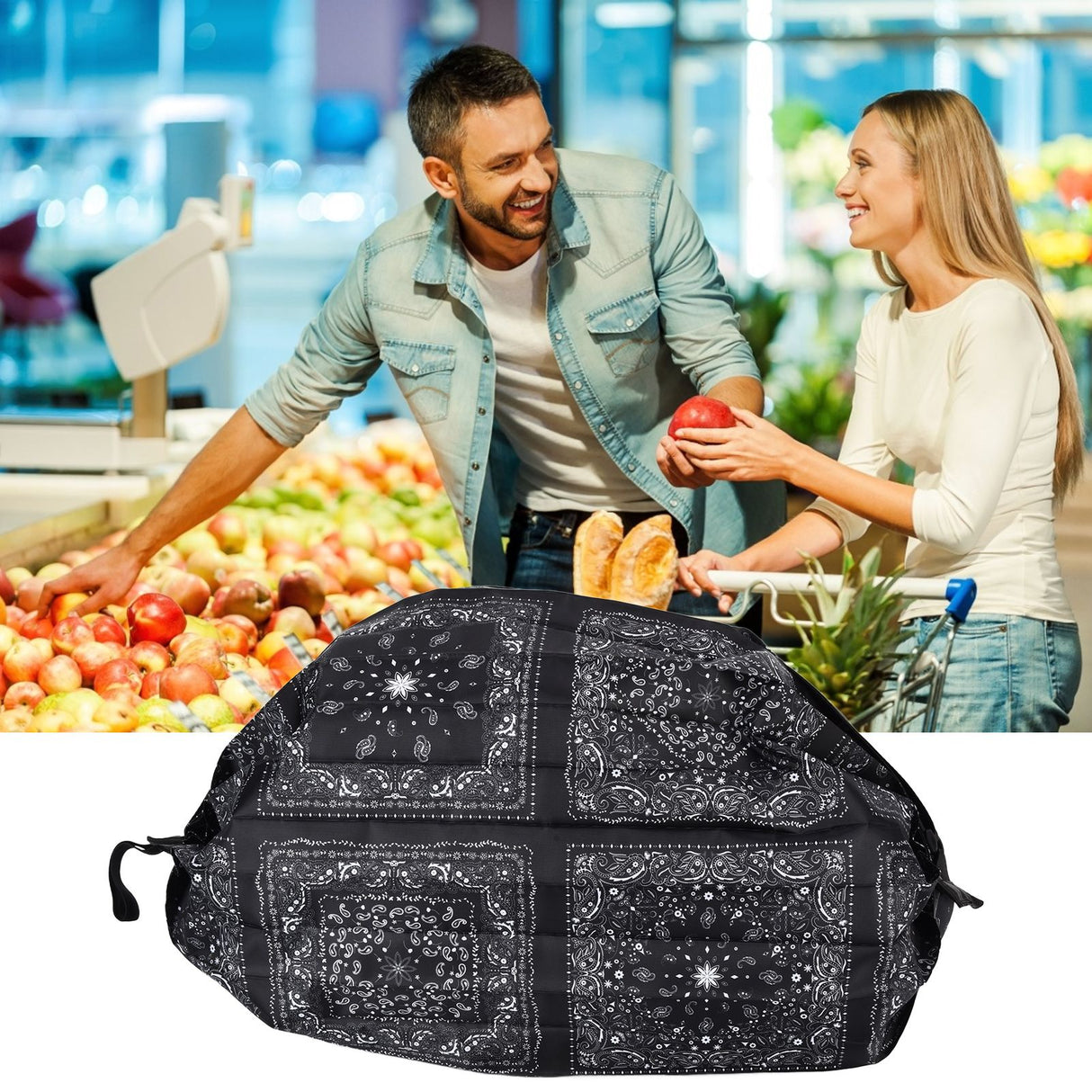 Stylish Shopping Backpacks Foldable Reusable Eco Friendly Grocery Bags for Shopping TravelBlack