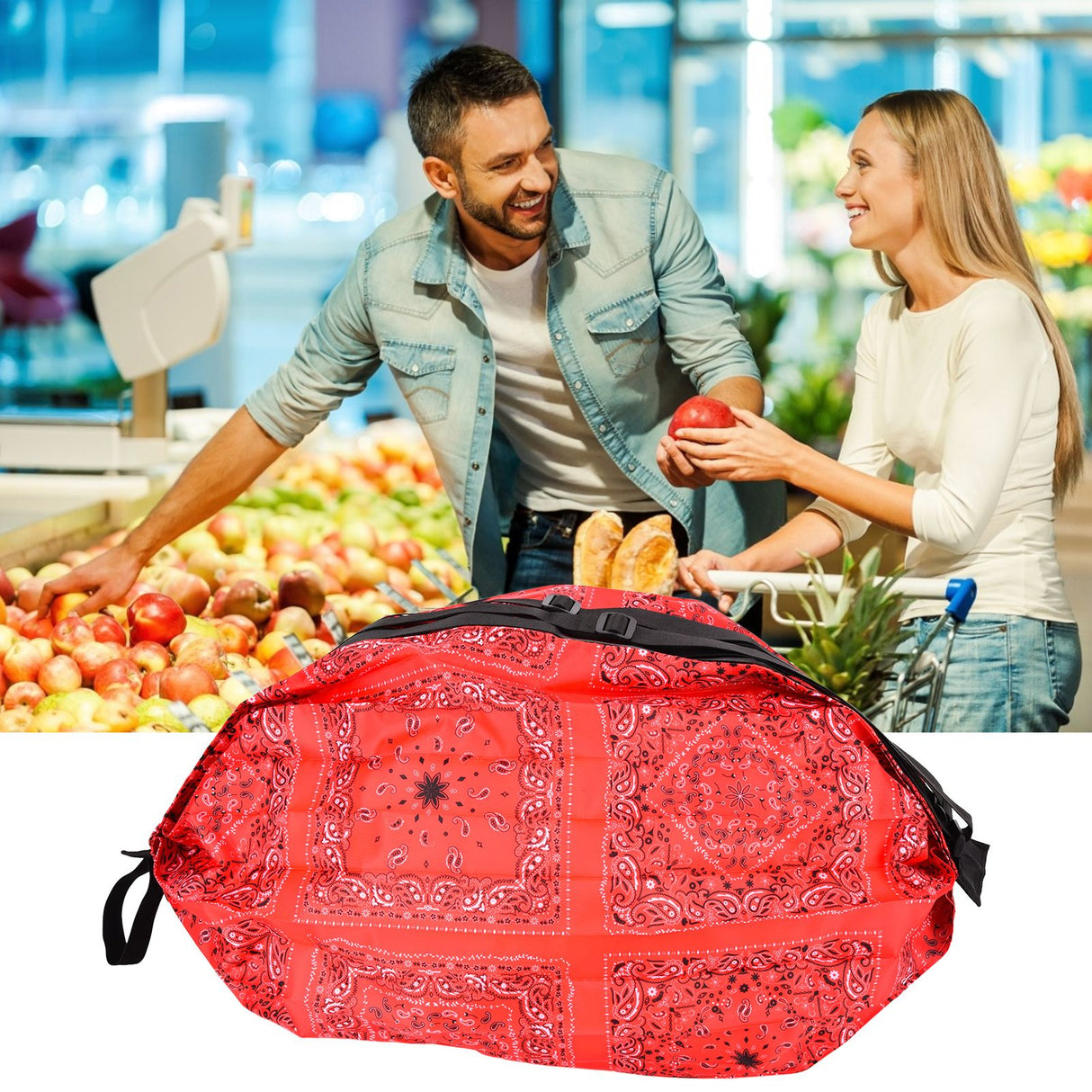 Stylish Shopping Backpacks Foldable Reusable Eco Friendly Grocery Bags for Shopping TravelRed