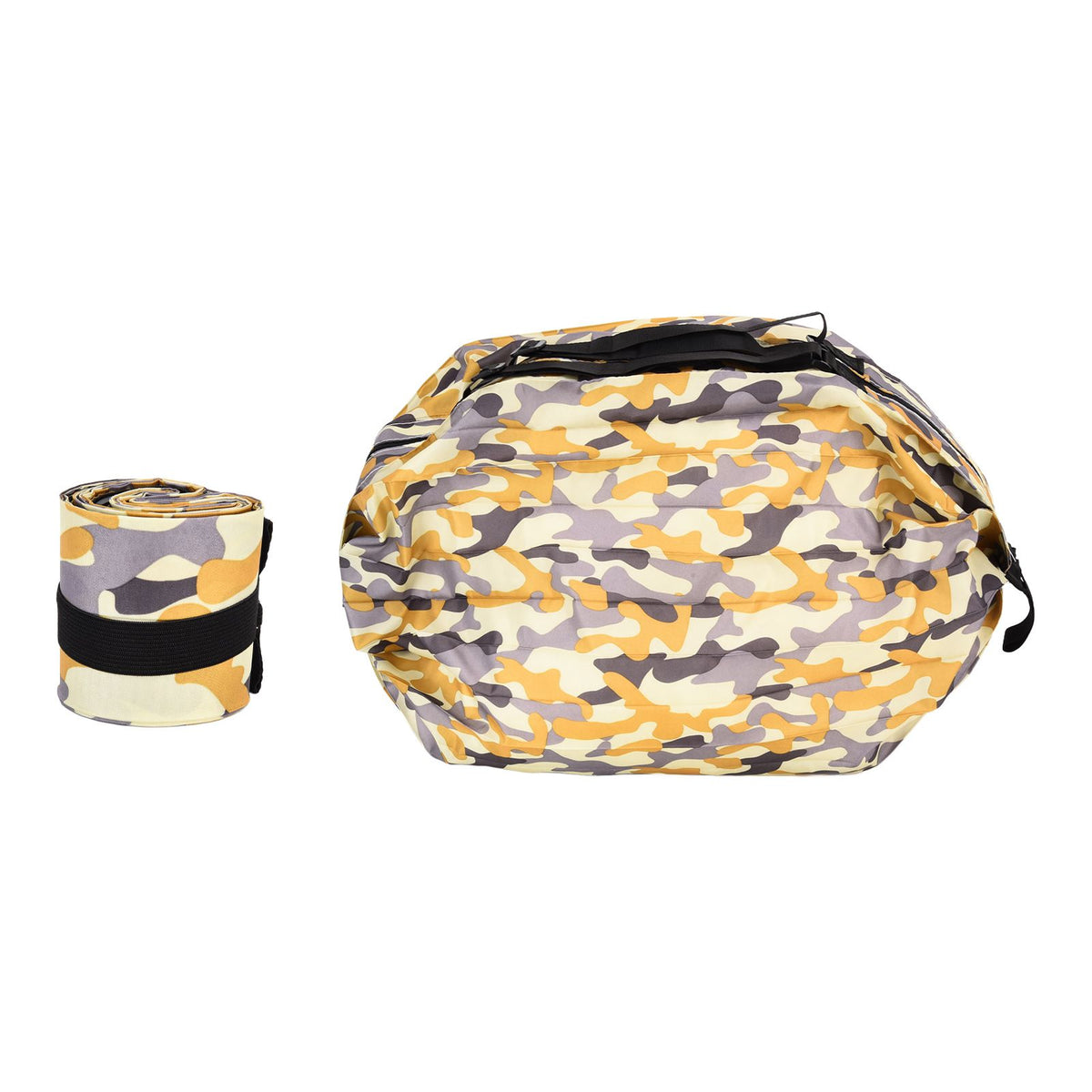 High Capacity Storage Bag Travel Single Shoulder Waterproof Shopping Bag Portable Folding Storage BagYellow Camouflage