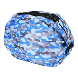 High Capacity Storage Bag Travel Single Shoulder Waterproof Shopping Bag Portable Folding Storage BagBlue Camouflage - Side View