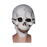 Scary Skull Mask with Movable Jaw Flexible Latex Halloween Costume Party Props Cosplay AccessoryWhite