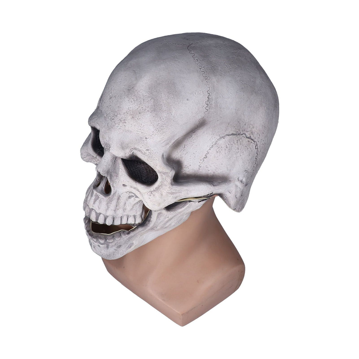 Scary Skull Mask with Movable Jaw Flexible Latex Halloween Costume Party Props Cosplay AccessoryWhite