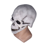 Scary Skull Mask with Movable Jaw Flexible Latex Halloween Costume Party Props Cosplay AccessoryWhite